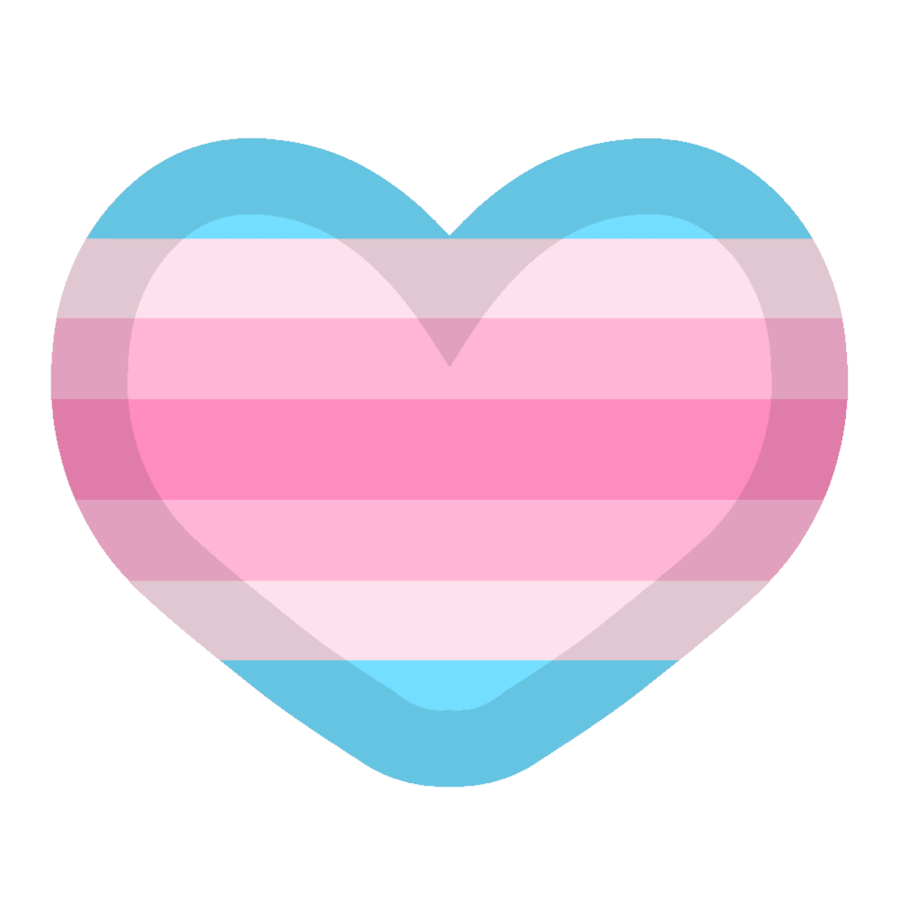  A heart with the colours of the transfem pride flag with a slightly darkened outline 